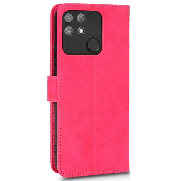 For Realme Narzo 50A Skin-Touch Feeling PU Leather Case Flip Folio Wallet Stand Phone Cover - Red