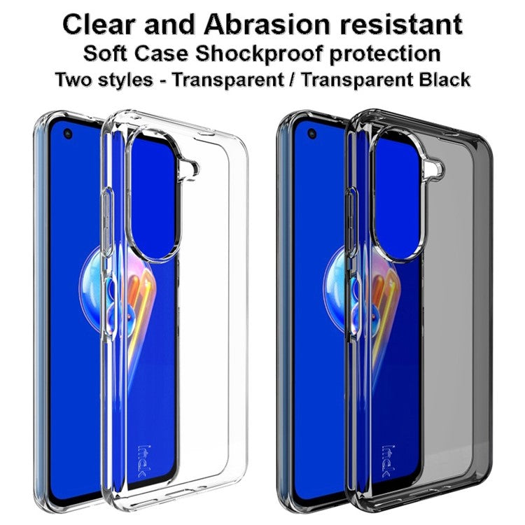 IMAK UX-5 Series for Asus Zenfone 9 5G Clear Shockproof TPU Case Slim Transparent Phone Cover - Transparent Black