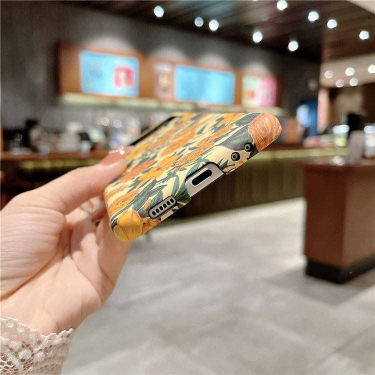 For Samsung Galaxy Z Flip4 5G Hard PC Floral Pattern Embossment Matte Anti-fingerprint Luminous Cell Phone Case - Ink Flower