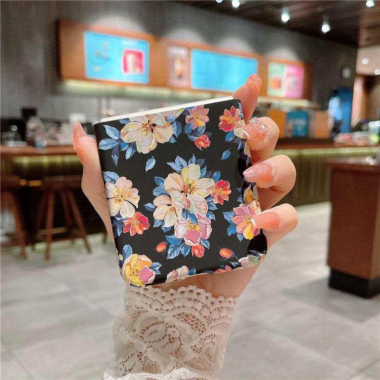 For Samsung Galaxy Z Flip4 5G Hard PC Floral Pattern Embossment Matte Anti-fingerprint Luminous Cell Phone Case - Ink Flower