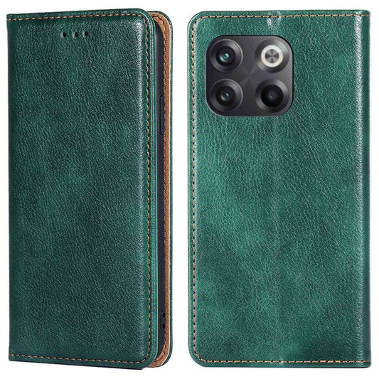 For OnePlus 10T 5G / Ace Pro 5G PU Leather Flip Folio Case Stand Magnetic Absorption Shockproof Wallet Cover - Green