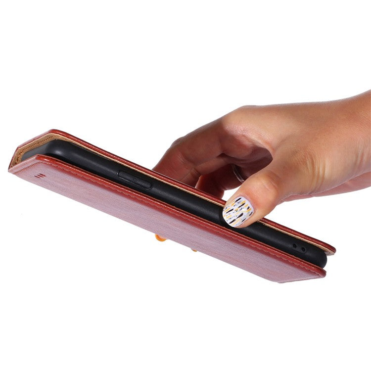 For OnePlus 10T 5G / Ace Pro 5G PU Leather Flip Folio Case Stand Magnetic Absorption Shockproof Wallet Cover - Brown