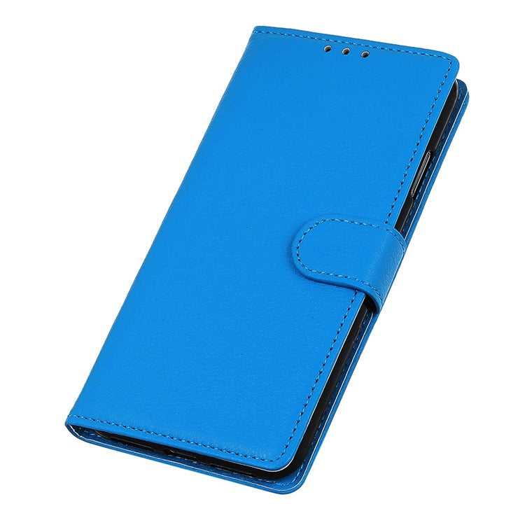 For Asus Zenfone 9 5G Magnetic Clasp Phone Case Litchi Texture PU Leather Wallet Stand Protective Cover - Blue