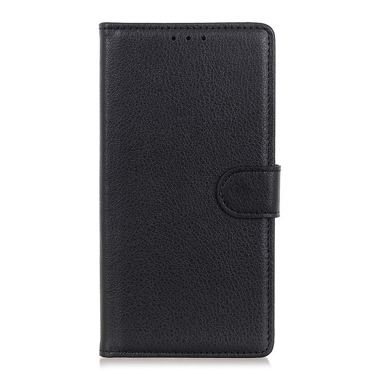 For Asus Zenfone 9 5G Magnetic Clasp Phone Case Litchi Texture PU Leather Wallet Stand Protective Cover - Black