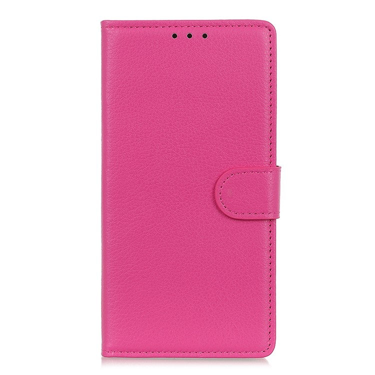 For Asus Zenfone 9 5G Magnetic Clasp Phone Case Litchi Texture PU Leather Wallet Stand Protective Cover - Rose