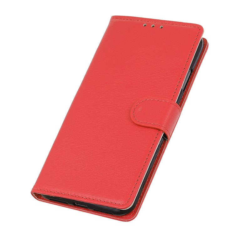 For Asus Zenfone 9 5G Magnetic Clasp Phone Case Litchi Texture PU Leather Wallet Stand Protective Cover - Red