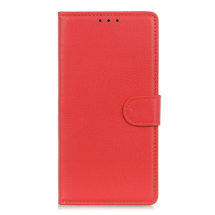 For Asus Zenfone 9 5G Magnetic Clasp Phone Case Litchi Texture PU Leather Wallet Stand Protective Cover - Red