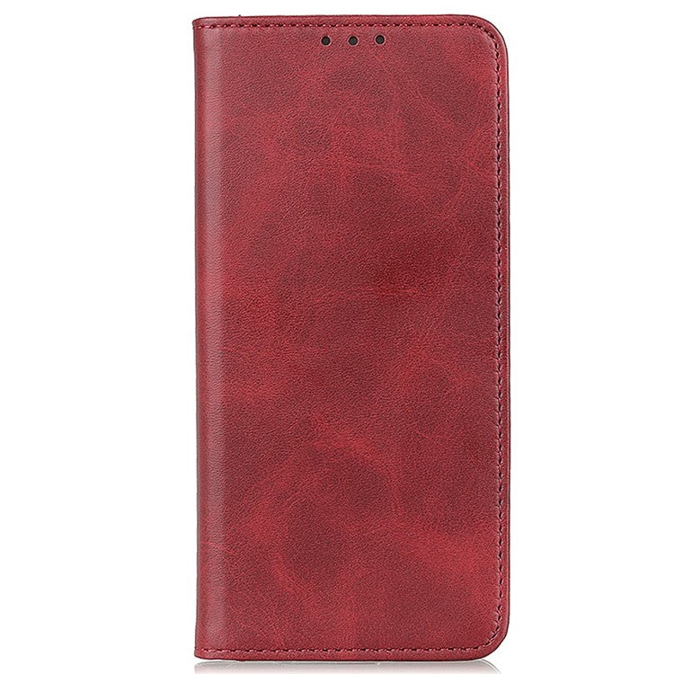 For Asus Zenfone 9 5G Magnetic Auto-absorbed Split Leather Phone Case Anti-drop Protection Stand Wallet Cover - Red