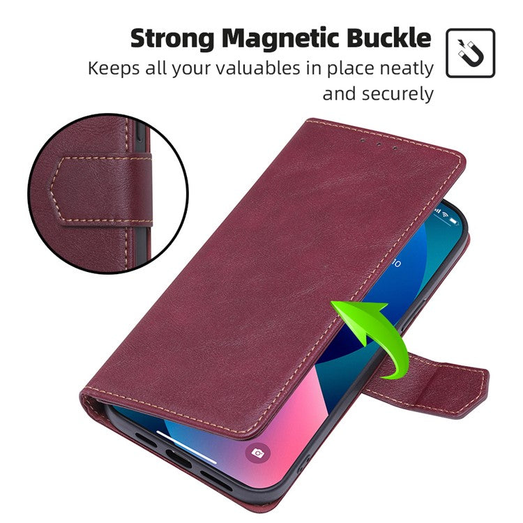 For OnePlus 10T 5G / Ace Pro 5G Anti-drop Phone Case Cowhide Texture RFID Blocking PU Leather Phone Cover with Wallet Stand - Wine Red
