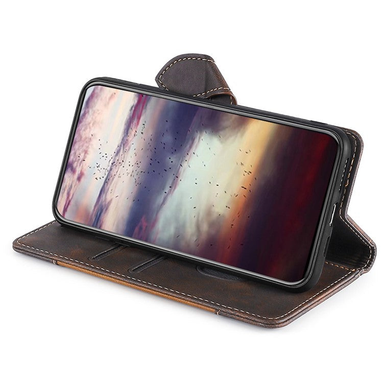 For OnePlus 10T 5G / Ace Pro 5G Skin-touch Leather Magnetic Phone Case Straw Hat Pattern Anti-fall Cover with Wallet Stand - Brown