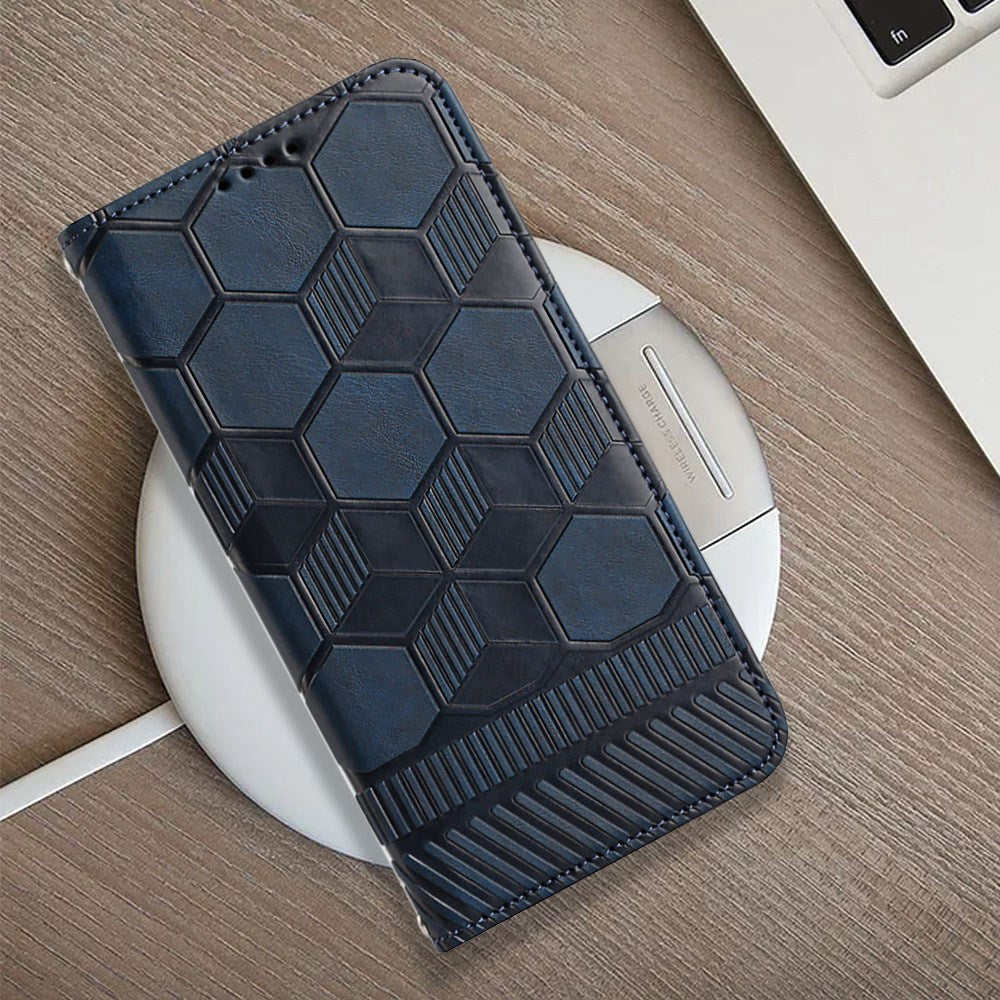 YB Imprinting Series-5 For Samsung Galaxy S20 FE / S20 FE 5G / S20 FE (2022) / S20 Lite Soccer Pattern Imprinted Leather Case Stand Wallet Phone Cover - Black