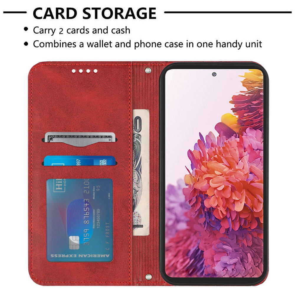 YB Imprinting Series-5 For Samsung Galaxy S20 FE / S20 FE 5G / S20 FE (2022) / S20 Lite Soccer Pattern Imprinted Leather Case Stand Wallet Phone Cover - Red