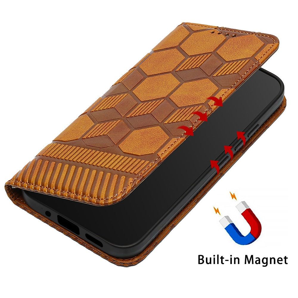 YB Imprinting Series-5 For Samsung Galaxy S20 FE / S20 FE 5G / S20 FE (2022) / S20 Lite Soccer Pattern Imprinted Leather Case Stand Wallet Phone Cover - Yellow