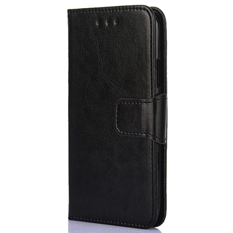 For Realme C30 4G / Narzo 50i Prime 4G Textured Leather Stand Function Phone Cover Flip Folio Phone Wallet Case - Black