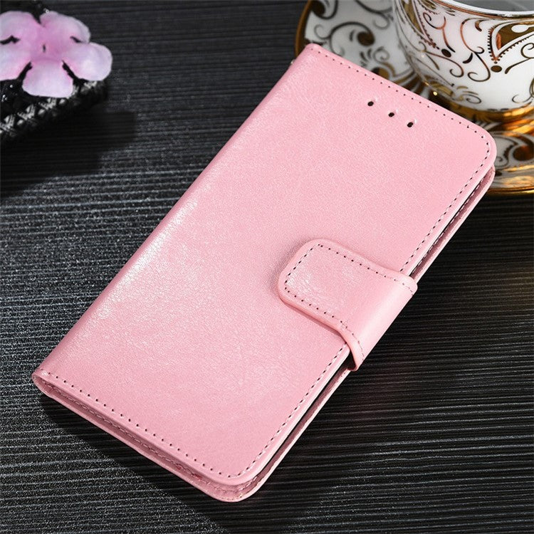 For Realme C30 4G / Narzo 50i Prime 4G Textured Leather Stand Function Phone Cover Flip Folio Phone Wallet Case - Pink