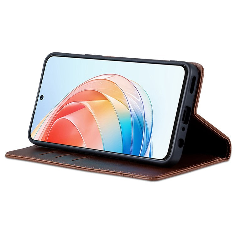 AZNS For Honor X40i 5G Anti-scratch PU Leather Viewing Stand Flip Cover Wallet Magnetic Auto Closing Phone Case - Coffee