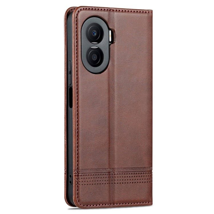 AZNS For Honor X40i 5G Anti-scratch PU Leather Viewing Stand Flip Cover Wallet Magnetic Auto Closing Phone Case - Coffee