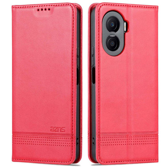 AZNS For Honor X40i 5G Anti-scratch PU Leather Viewing Stand Flip Cover Wallet Magnetic Auto Closing Phone Case - Red