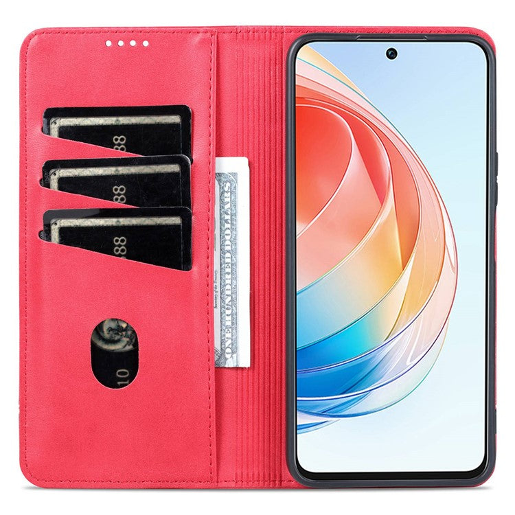 AZNS For Honor X40i 5G Anti-scratch PU Leather Viewing Stand Flip Cover Wallet Magnetic Auto Closing Phone Case - Red