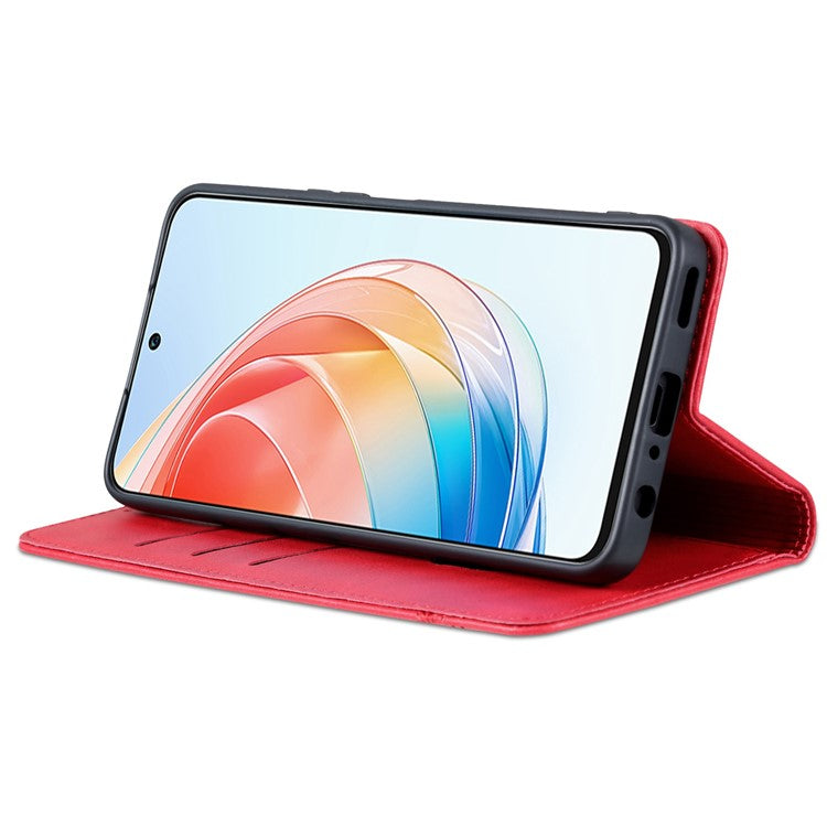 AZNS For Honor X40i 5G Anti-scratch PU Leather Viewing Stand Flip Cover Wallet Magnetic Auto Closing Phone Case - Red