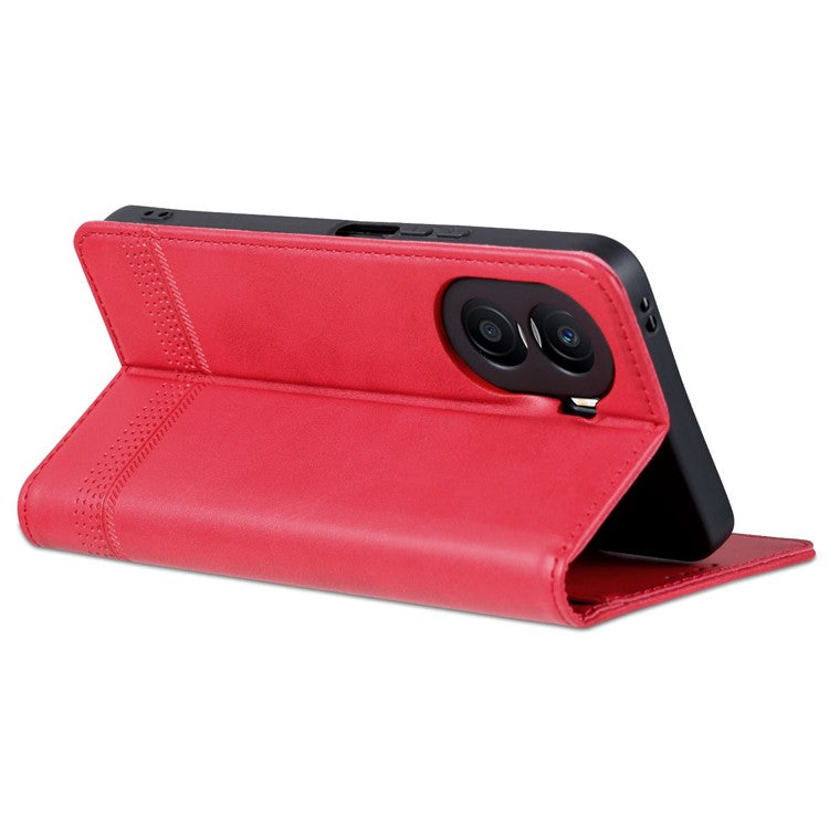 AZNS For Honor X40i 5G Anti-scratch PU Leather Viewing Stand Flip Cover Wallet Magnetic Auto Closing Phone Case - Red