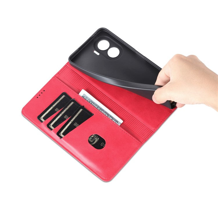 AZNS For Honor X40i 5G Anti-scratch PU Leather Viewing Stand Flip Cover Wallet Magnetic Auto Closing Phone Case - Red