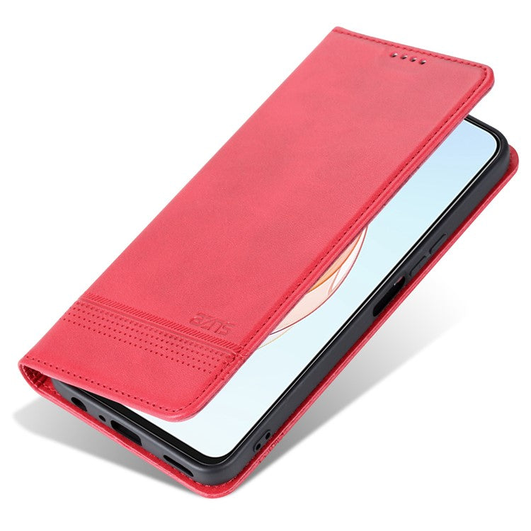 AZNS For Honor X40i 5G Anti-scratch PU Leather Viewing Stand Flip Cover Wallet Magnetic Auto Closing Phone Case - Red
