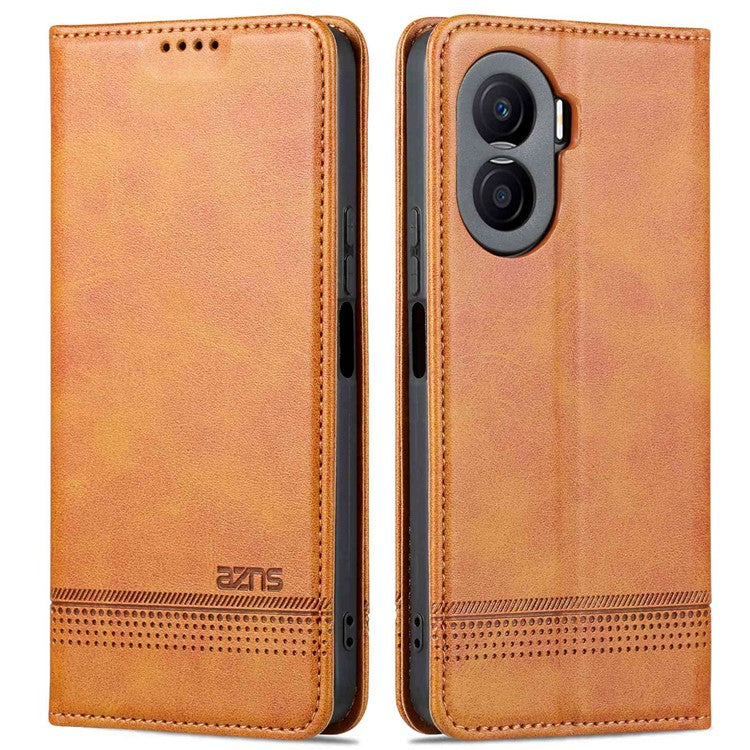 AZNS For Honor X40i 5G Anti-scratch PU Leather Viewing Stand Flip Cover Wallet Magnetic Auto Closing Phone Case - Brown