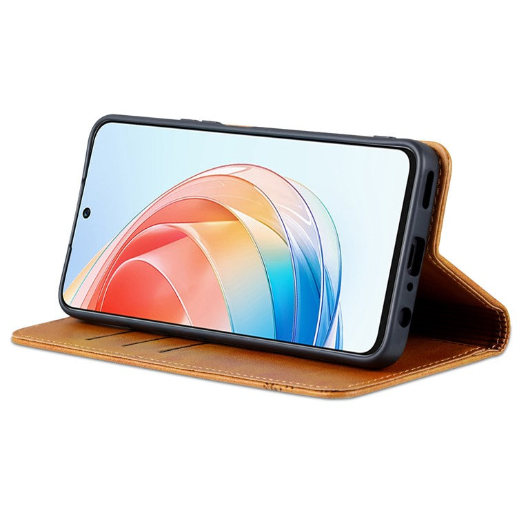 AZNS For Honor X40i 5G Anti-scratch PU Leather Viewing Stand Flip Cover Wallet Magnetic Auto Closing Phone Case - Brown