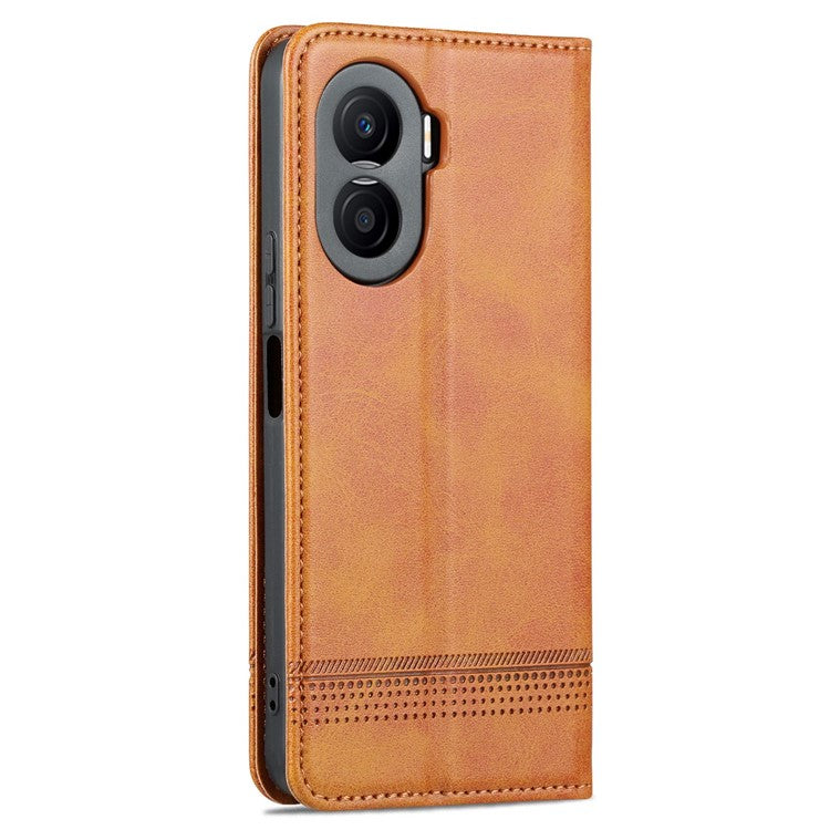 AZNS For Honor X40i 5G Anti-scratch PU Leather Viewing Stand Flip Cover Wallet Magnetic Auto Closing Phone Case - Brown