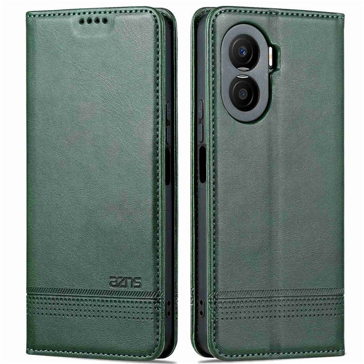 AZNS For Honor X40i 5G Anti-scratch PU Leather Viewing Stand Flip Cover Wallet Magnetic Auto Closing Phone Case - Green