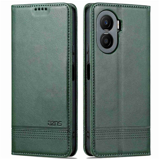 AZNS For Honor X40i 5G Anti-scratch PU Leather Viewing Stand Flip Cover Wallet Magnetic Auto Closing Phone Case - Green