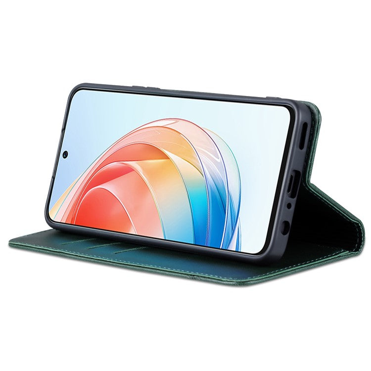 AZNS For Honor X40i 5G Anti-scratch PU Leather Viewing Stand Flip Cover Wallet Magnetic Auto Closing Phone Case - Green