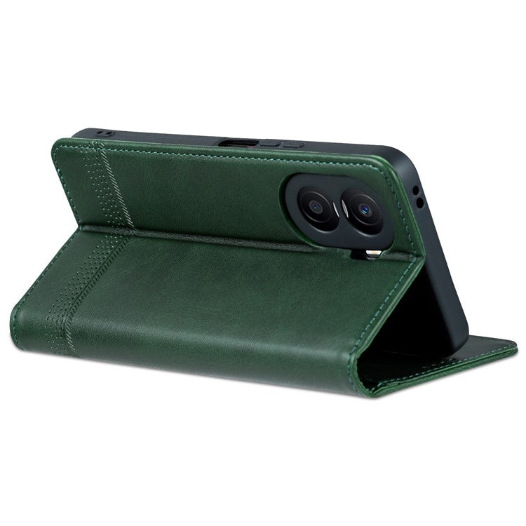 AZNS For Honor X40i 5G Anti-scratch PU Leather Viewing Stand Flip Cover Wallet Magnetic Auto Closing Phone Case - Green
