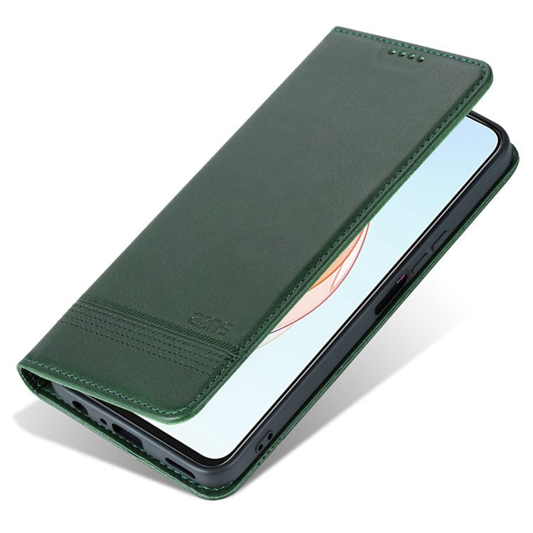 AZNS For Honor X40i 5G Anti-scratch PU Leather Viewing Stand Flip Cover Wallet Magnetic Auto Closing Phone Case - Green