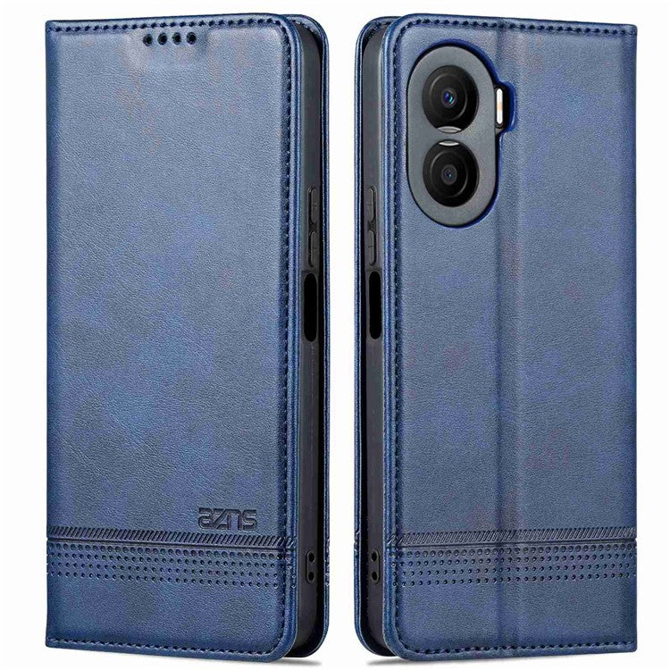 AZNS For Honor X40i 5G Anti-scratch PU Leather Viewing Stand Flip Cover Wallet Magnetic Auto Closing Phone Case - Blue