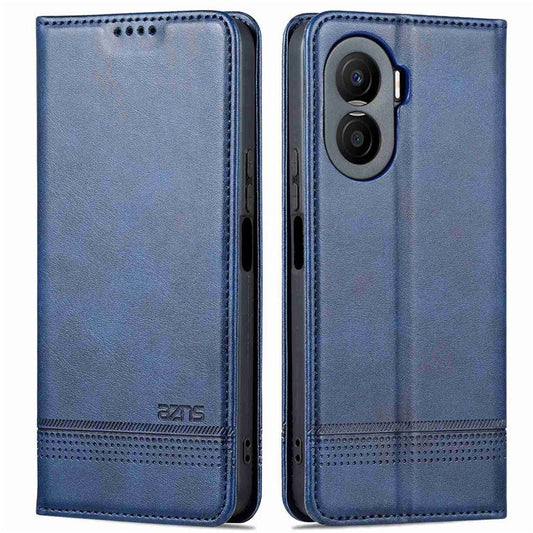 AZNS For Honor X40i 5G Anti-scratch PU Leather Viewing Stand Flip Cover Wallet Magnetic Auto Closing Phone Case - Blue
