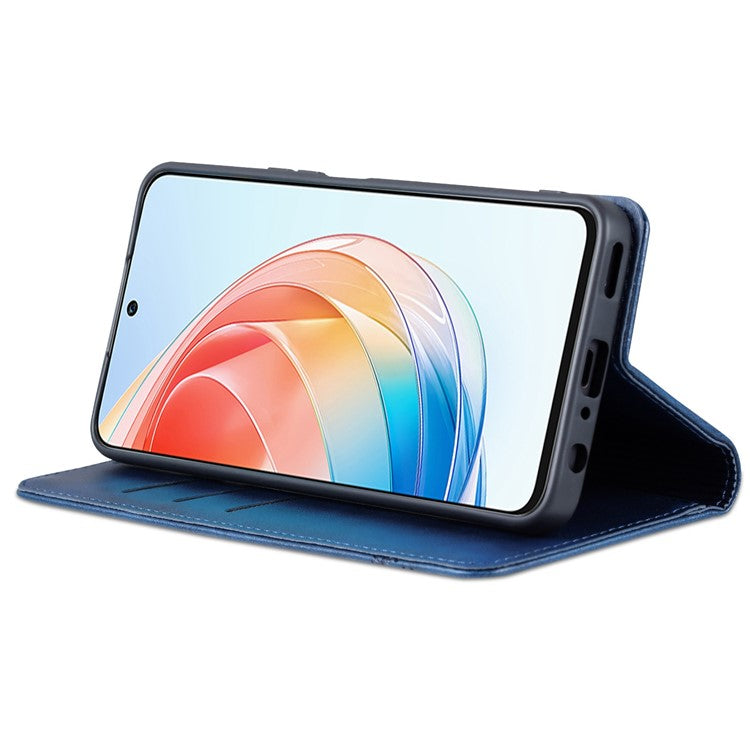 AZNS For Honor X40i 5G Anti-scratch PU Leather Viewing Stand Flip Cover Wallet Magnetic Auto Closing Phone Case - Blue