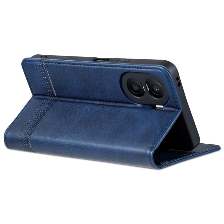 AZNS For Honor X40i 5G Anti-scratch PU Leather Viewing Stand Flip Cover Wallet Magnetic Auto Closing Phone Case - Blue