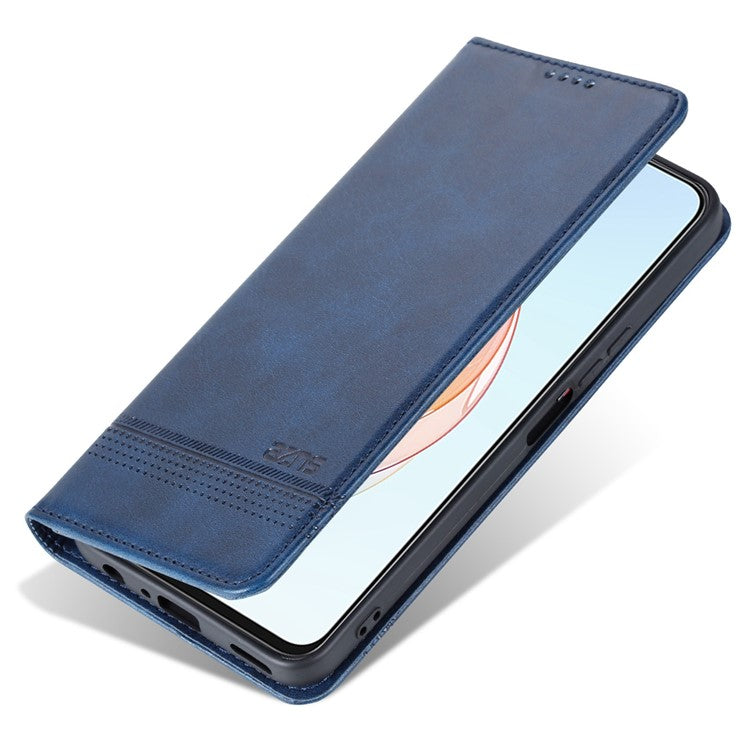 AZNS For Honor X40i 5G Anti-scratch PU Leather Viewing Stand Flip Cover Wallet Magnetic Auto Closing Phone Case - Blue