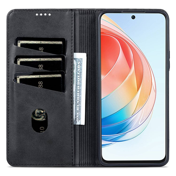 AZNS For Honor X40i 5G Anti-scratch PU Leather Viewing Stand Flip Cover Wallet Magnetic Auto Closing Phone Case - Black