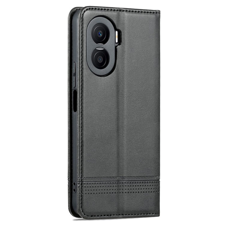 AZNS For Honor X40i 5G Anti-scratch PU Leather Viewing Stand Flip Cover Wallet Magnetic Auto Closing Phone Case - Black