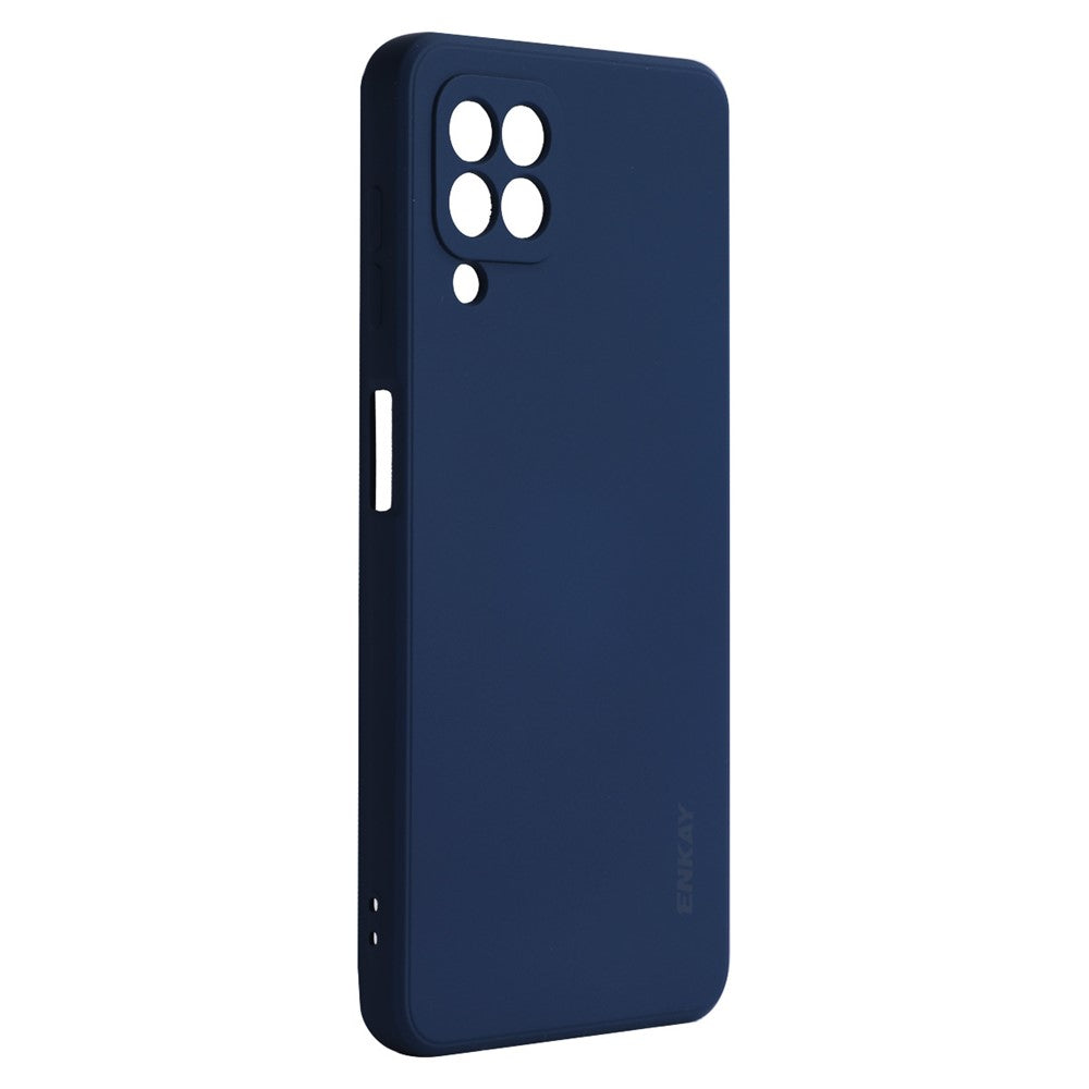 ENKAY HAT PRINCE For Samsung Galaxy M53 5G Anti-drop Silicone Phone Case Straight Edge Liquid Precise Cutout Lens Protection Back Cover - Dark Blue