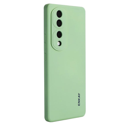 ENKAY HAT PRINCE Soft Liquid Silicone Phone Case For Honor 70 5G, Straight Edge Precise Cutout Shell Anti-scratch Phone Back Cover - Light Green