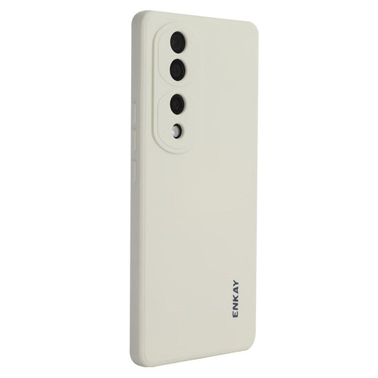 ENKAY HAT PRINCE Soft Liquid Silicone Phone Case For Honor 70 5G, Straight Edge Precise Cutout Shell Anti-scratch Phone Back Cover - Beige