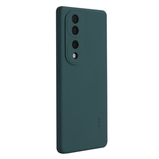 ENKAY HAT PRINCE Soft Liquid Silicone Phone Case For Honor 70 5G, Straight Edge Precise Cutout Shell Anti-scratch Phone Back Cover - Blackish Green