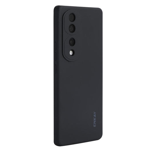 ENKAY HAT PRINCE Soft Phone Case For Honor 70 Pro 5G / 70 Pro+ 5G, Straight Edge Liquid Silicone Precise Cutout Phone Back Cover - Black