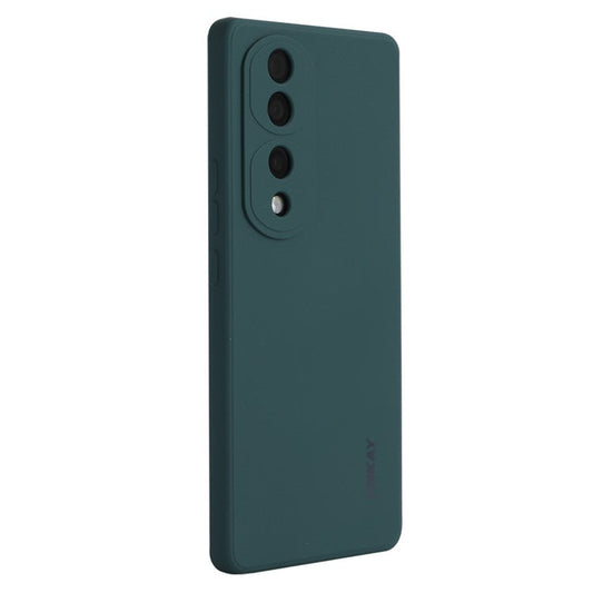 ENKAY HAT PRINCE Soft Phone Case For Honor 70 Pro 5G / 70 Pro+ 5G, Straight Edge Liquid Silicone Precise Cutout Phone Back Cover - Blackish Green