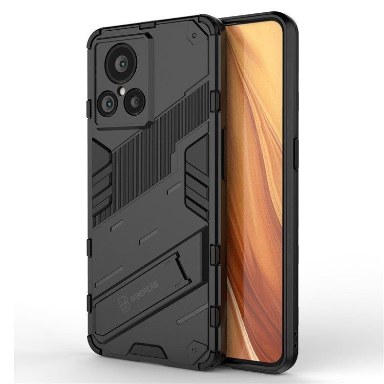 For Realme GT2 Explorer Master 5G Hybrid TPU + PC Phone Case Wear-resistant Kickstand Feature Back Cover - Black