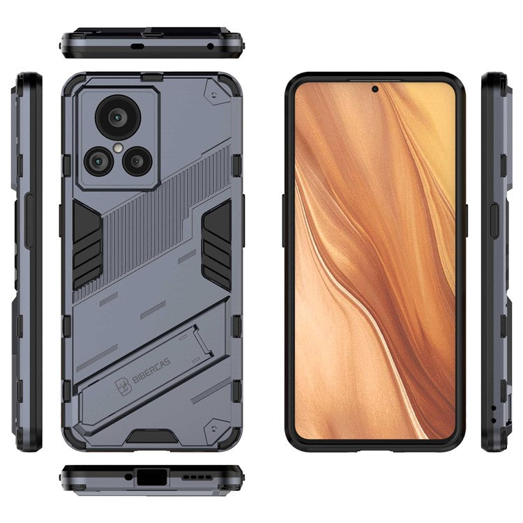 For Realme GT2 Explorer Master 5G Hybrid TPU + PC Phone Case Wear-resistant Kickstand Feature Back Cover - Dark Blue